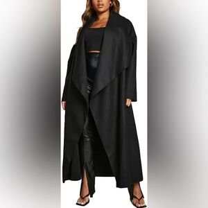 Oversized wool trench coat open front size 12 black